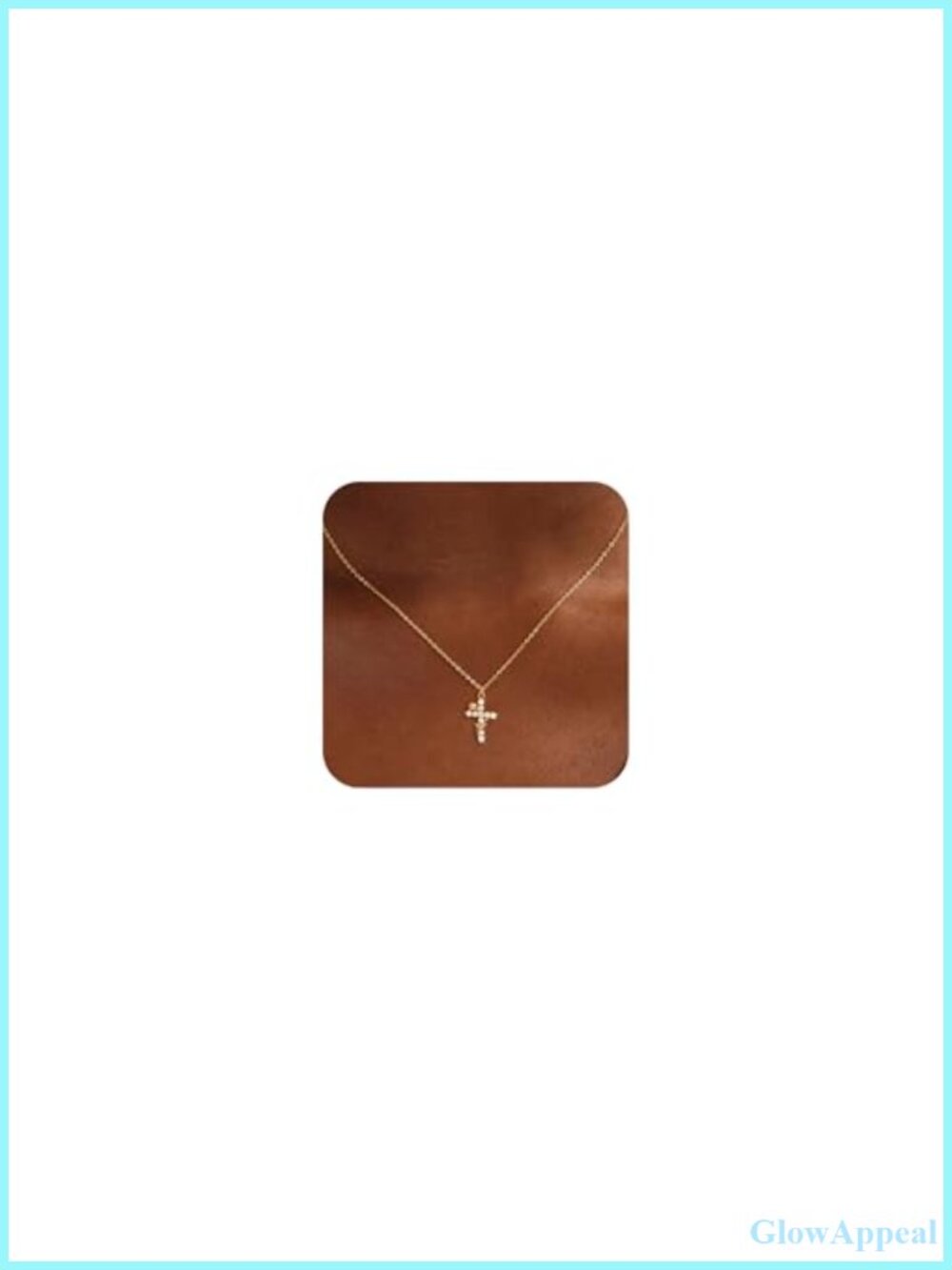 14K Gold Plated Pearl Cubic Zirconia Cross Pendant Necklace Waterproof